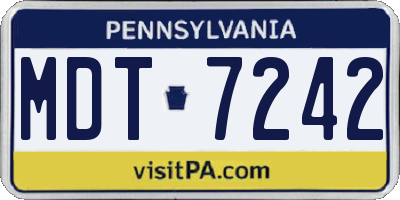 PA license plate MDT7242