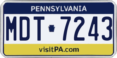 PA license plate MDT7243