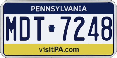PA license plate MDT7248