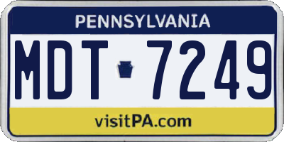 PA license plate MDT7249
