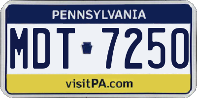 PA license plate MDT7250