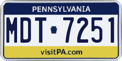 PA license plate MDT7251