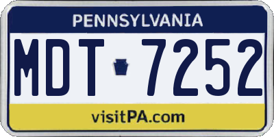 PA license plate MDT7252