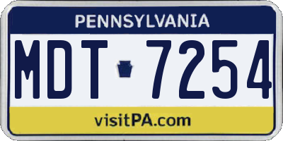 PA license plate MDT7254
