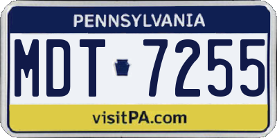 PA license plate MDT7255