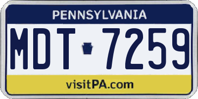 PA license plate MDT7259