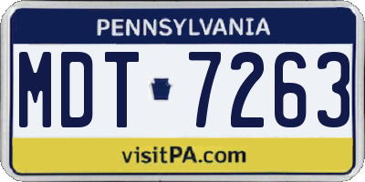 PA license plate MDT7263