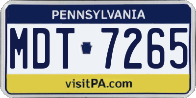 PA license plate MDT7265