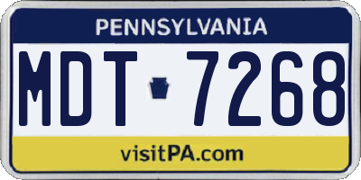 PA license plate MDT7268