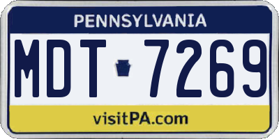 PA license plate MDT7269