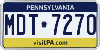 PA license plate MDT7270