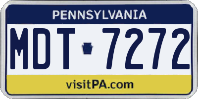 PA license plate MDT7272