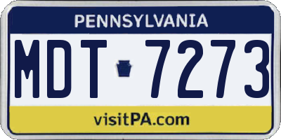 PA license plate MDT7273