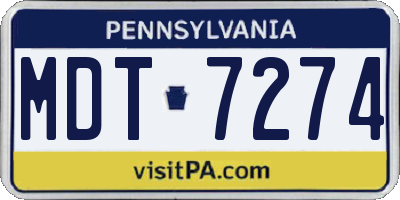 PA license plate MDT7274