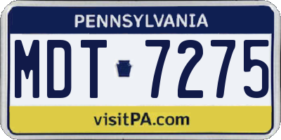 PA license plate MDT7275