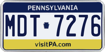 PA license plate MDT7276