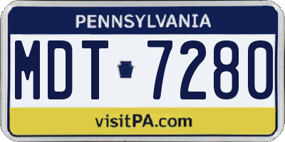 PA license plate MDT7280