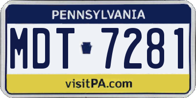 PA license plate MDT7281