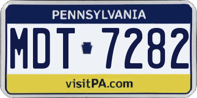 PA license plate MDT7282