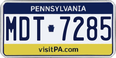 PA license plate MDT7285