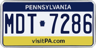 PA license plate MDT7286