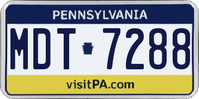 PA license plate MDT7288