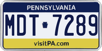 PA license plate MDT7289