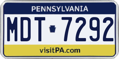 PA license plate MDT7292