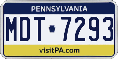 PA license plate MDT7293