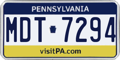 PA license plate MDT7294