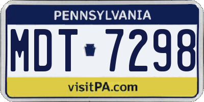 PA license plate MDT7298