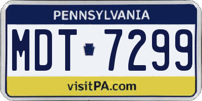 PA license plate MDT7299