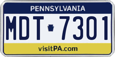 PA license plate MDT7301