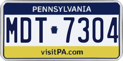 PA license plate MDT7304
