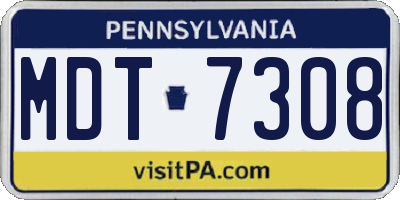 PA license plate MDT7308