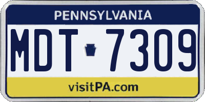 PA license plate MDT7309
