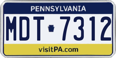 PA license plate MDT7312