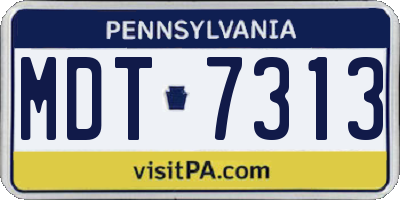 PA license plate MDT7313