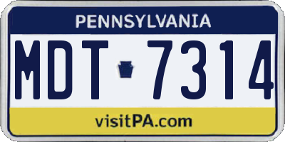 PA license plate MDT7314