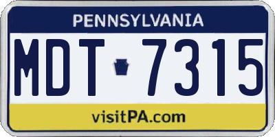 PA license plate MDT7315