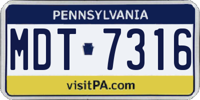 PA license plate MDT7316