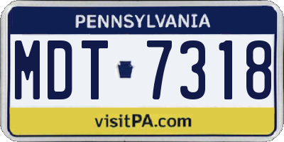 PA license plate MDT7318