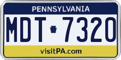 PA license plate MDT7320
