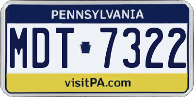 PA license plate MDT7322