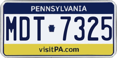 PA license plate MDT7325