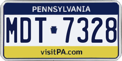 PA license plate MDT7328