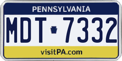 PA license plate MDT7332