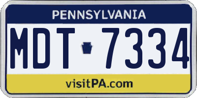 PA license plate MDT7334