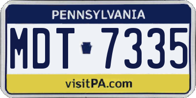 PA license plate MDT7335