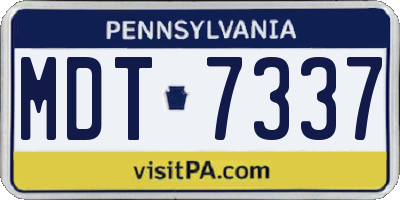 PA license plate MDT7337